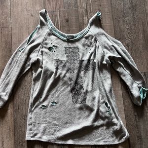 Trendy scoop hoodie with destruction